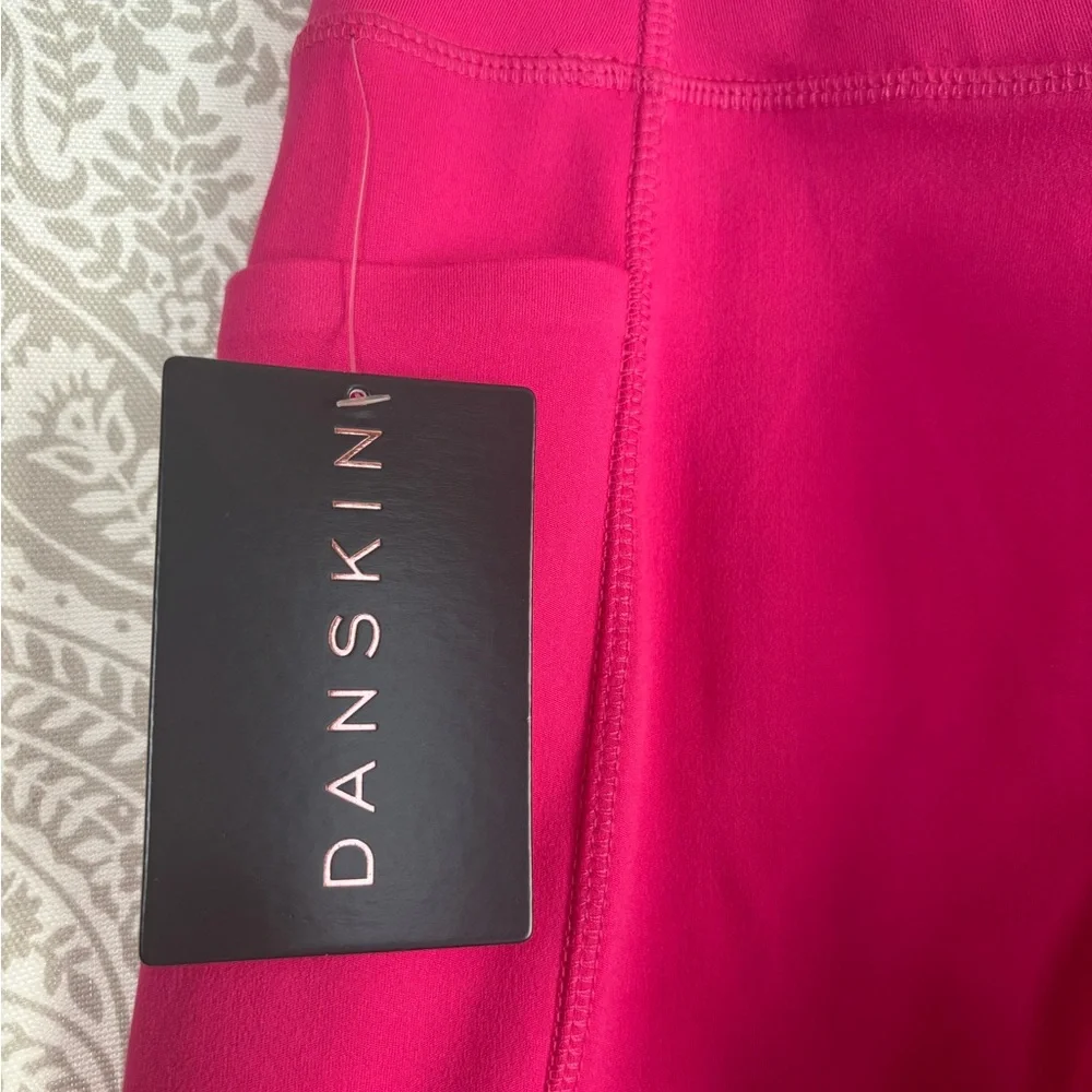 NWT DANSKIN Hot Pink High Waist XS Leggings 24” pockets - Picture 2 of 16